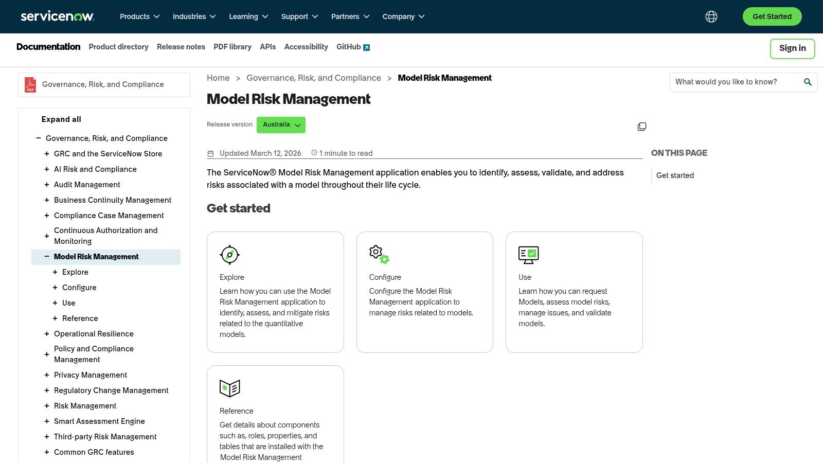ServiceNow Model Risk Management